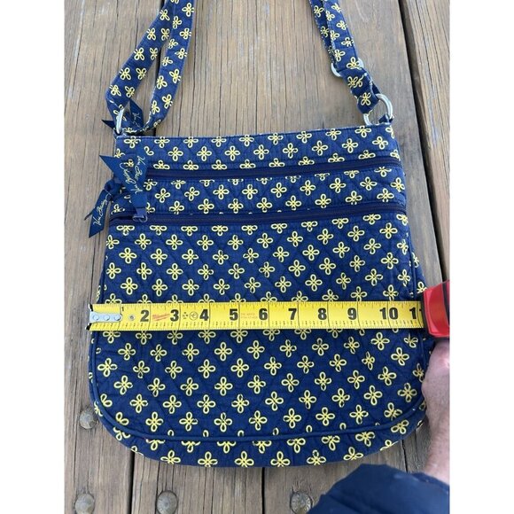 Vera Bradley yellow blue floral Michigan Wolverines triple zip crossbody bag - Picture 11 of 14